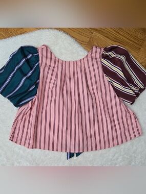Anthropologie Maeve Pink/Green Top